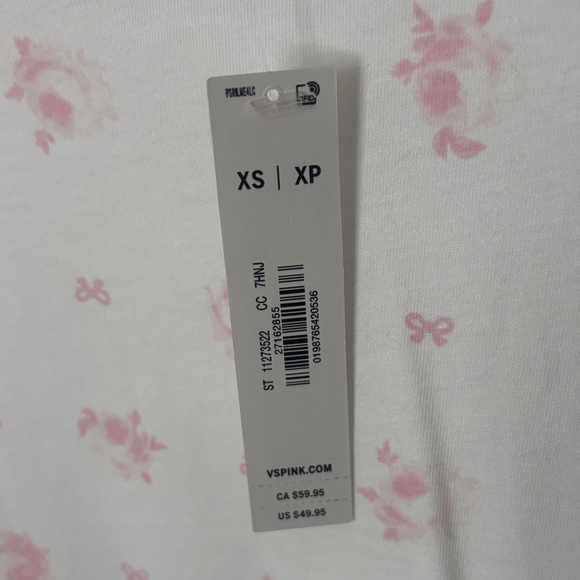 LoveShackFancy White Tee with Pink Metallic PINK Logo and Gold Accent - Picture 7 of 8